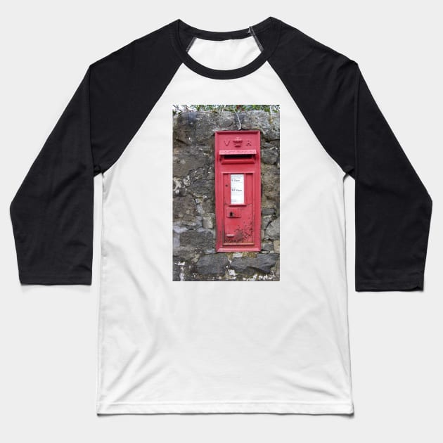 Traditional Red British Post Box in Wall [Royal Mail] Baseball T-Shirt by grantwilson